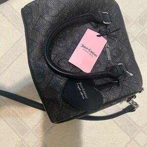 Juicy Couture Black Satchel with Textured Fabric and Slouchy Shape